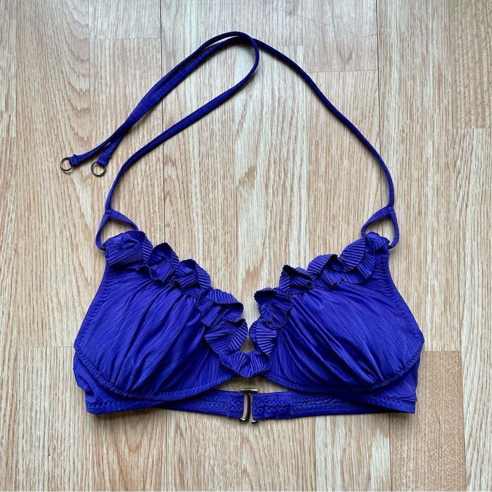 Betsey Johnson Purple/Royal Blue Bikini Top - Size: Small